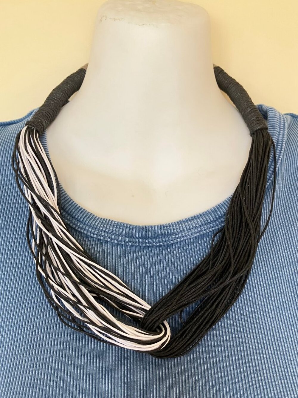 Naya Multi-String Necklace Black & White Yin Yang Loop NWT Statement Jewelry